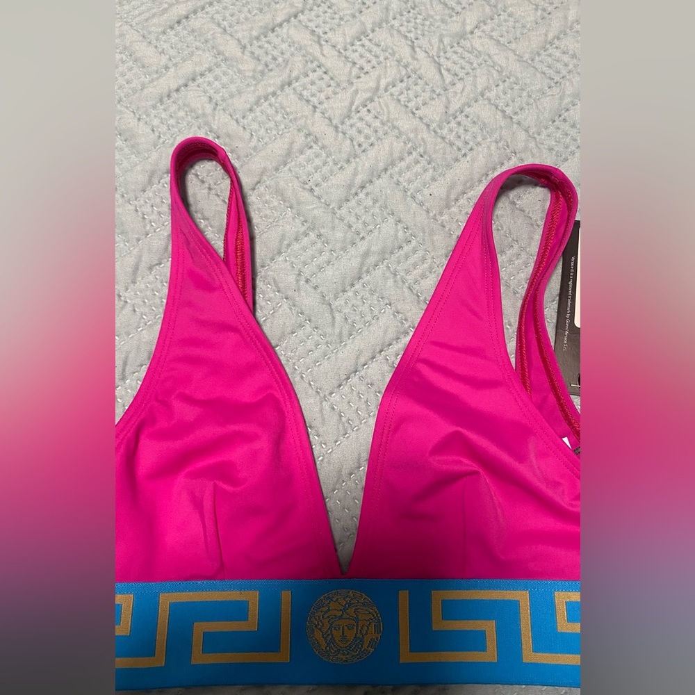 Versace Pink and Blue bikini top